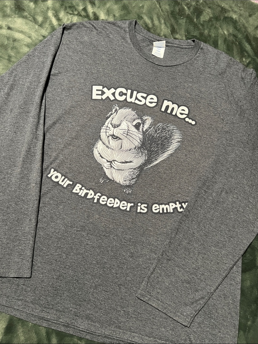 PORT & COMPANY🐿️ CHARCOAL GRAY 50/50 COTTON SQUIRREL LONG SLEEVE TSHIRT Women 2X